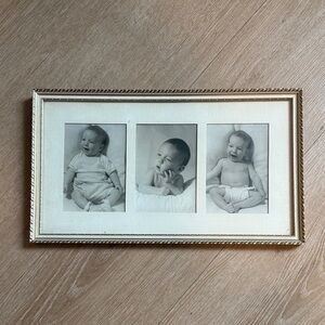 60s vintage wood painted baby pictures frame